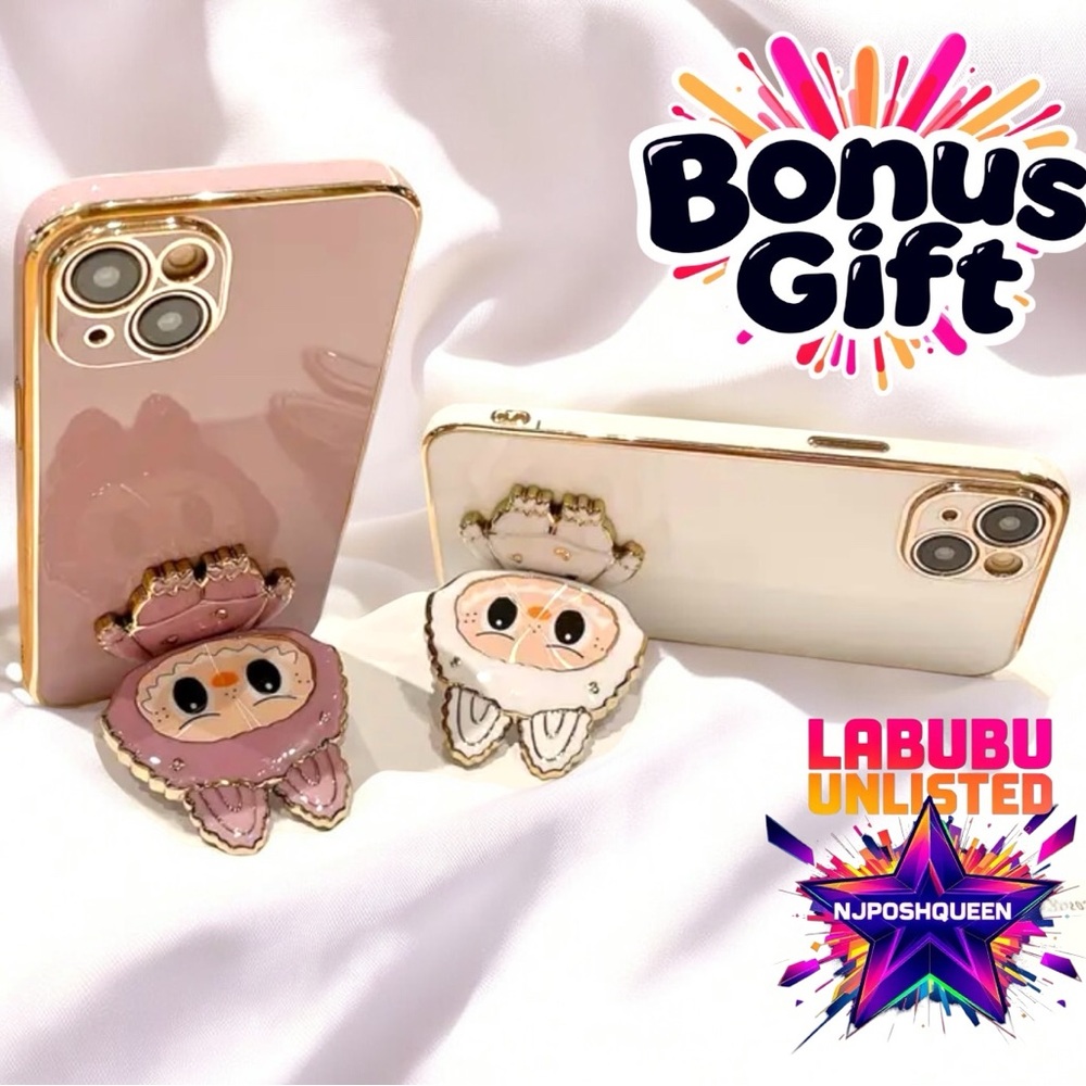 RED Labubu Foldable Rotating Phone Stand with Mirror & Surprise Bonus Gift - Picture 3 of 6